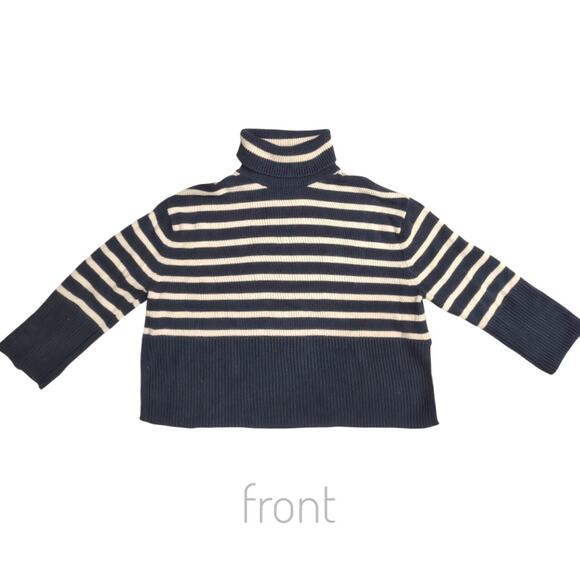 GAP Oversized Stripe Boxy Sweater Size S Nautical Turtleneck Top Casual School - Picture 7 of 10